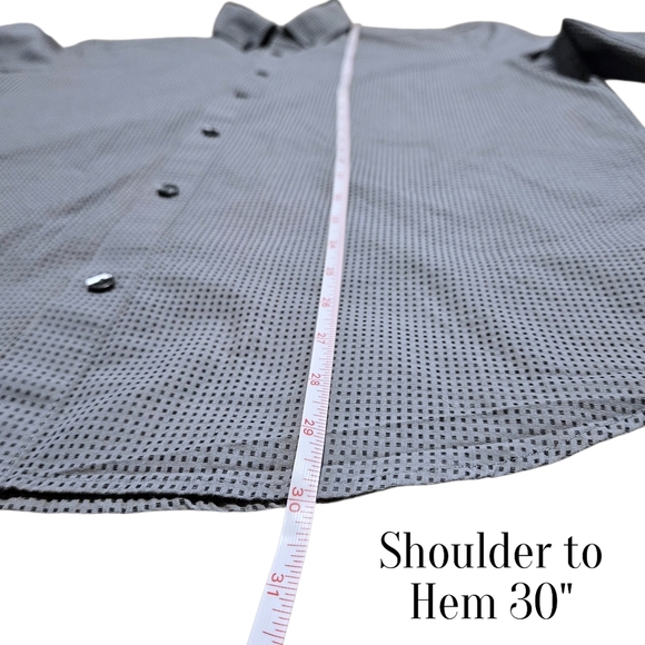 Calvin Klein Infinite Non-Iron Button Up Shirt Mens Large Gray Check 100% Cotton - Picture 10 of 13